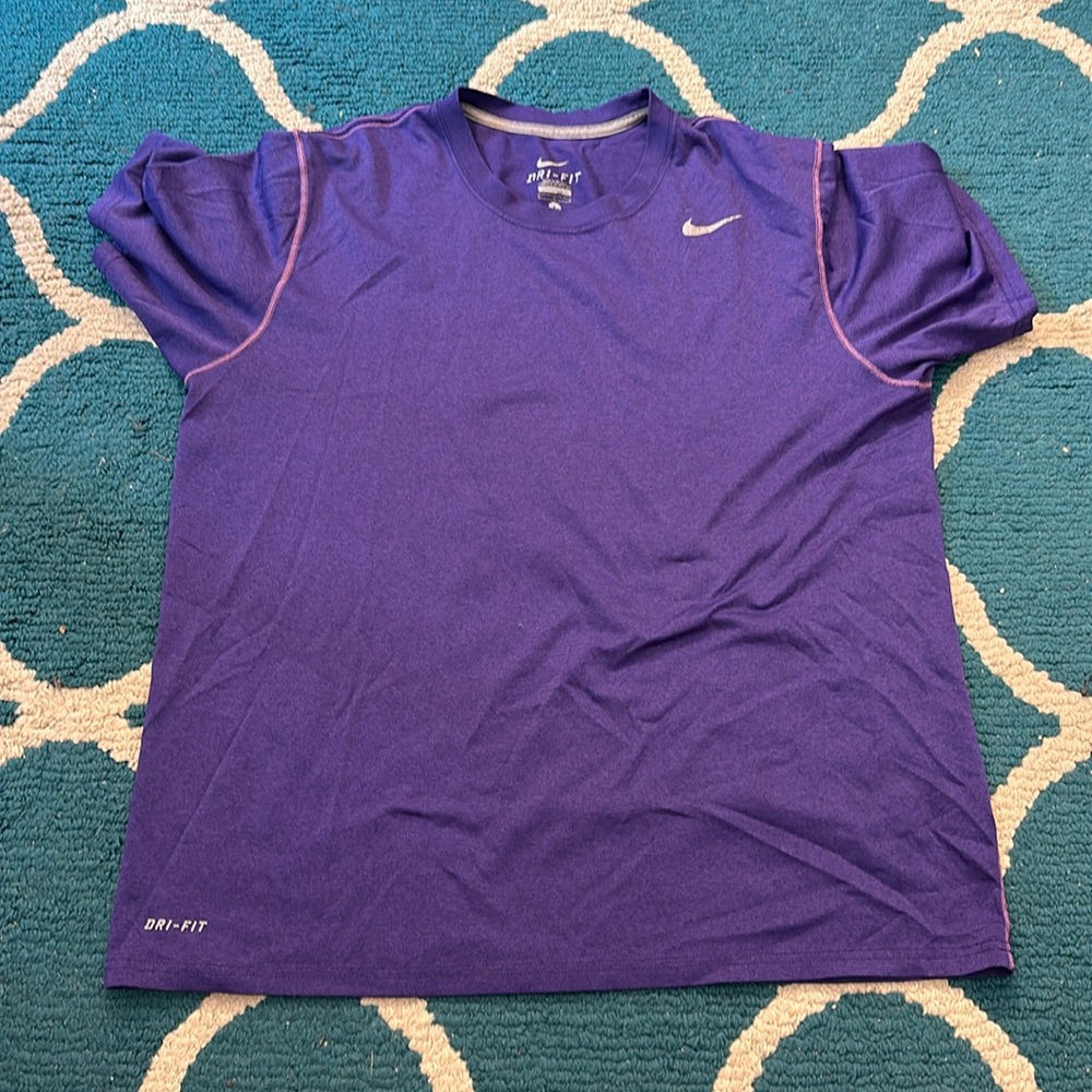 Nike Men’s Dri-Fit Short Sleeve Shirt, Large, Purple
